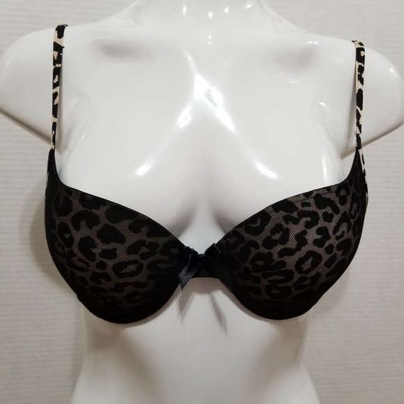 Gelmart bra 34A Push-Up leopard cheetah animal print bow solid wings - Picture 1 of 13